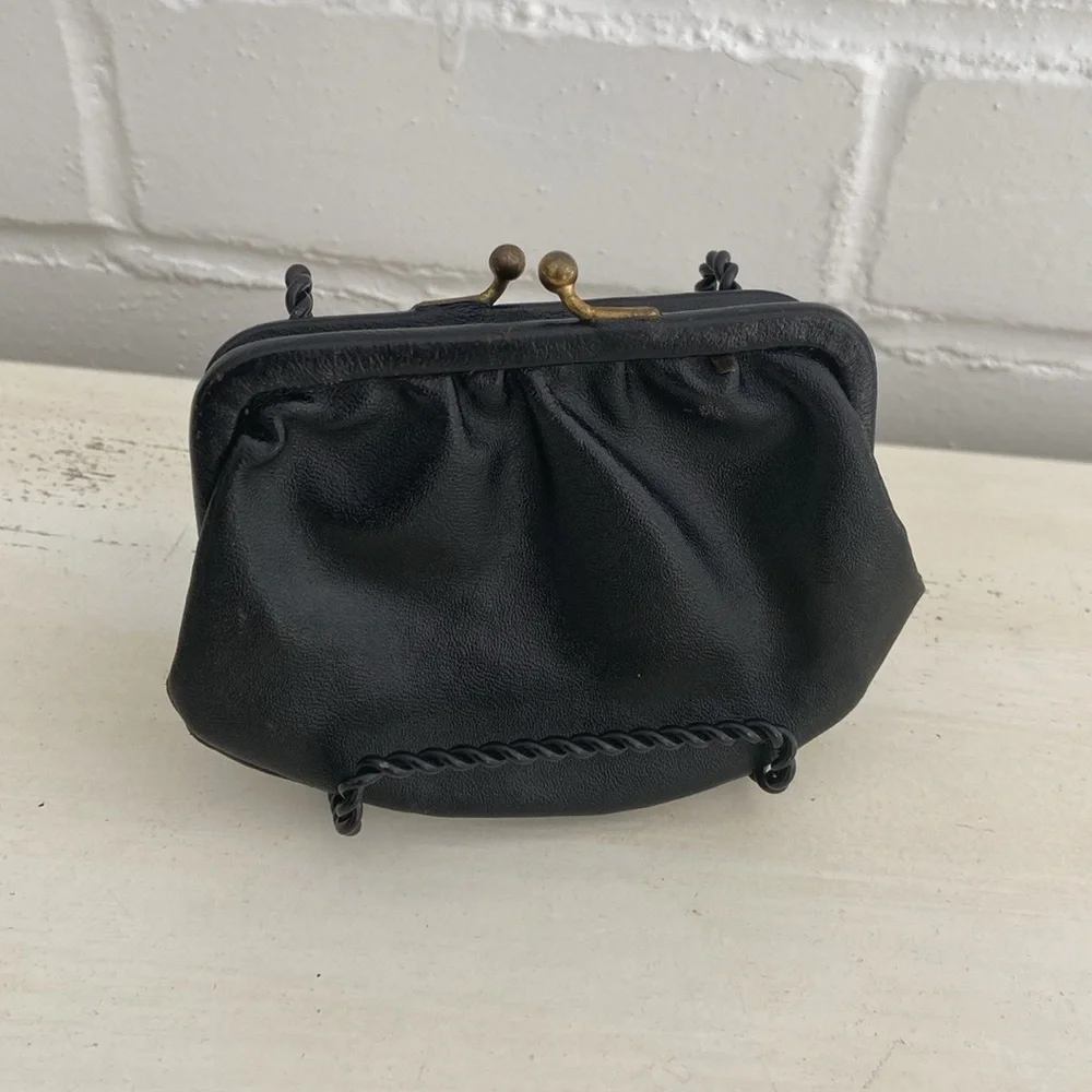 classic vintage petite small little black change purse
